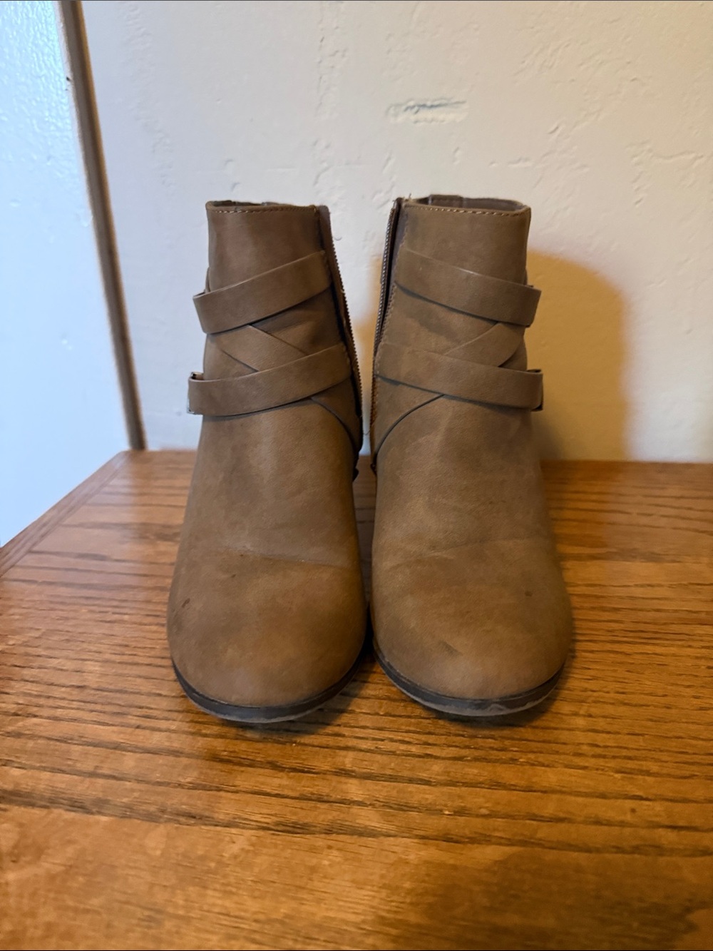Charlotte Russe Tan Wrap-Strap Ankle Booties